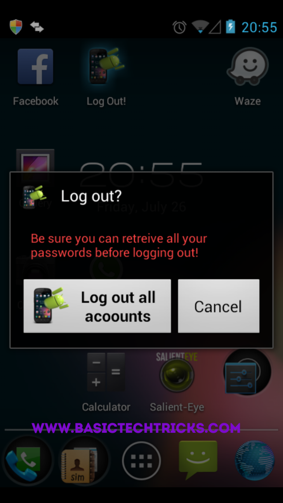 android log out app